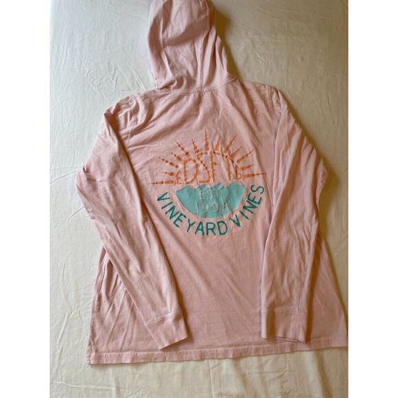 Vineyard Vines Pink Hoodie L Est. 1998 Long Sleeve Soft Cotton Fun Design Unisex - Picture 2 of 9